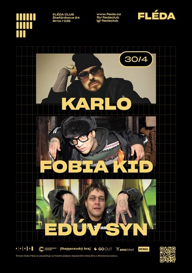 Plakát události Karlo + Fobia Kid + Edúv Syn