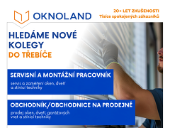 OKNOLAND s.r.o. nabízí práci na pozici Šikovný kolega pro servis a zaměření oken a stínicí techniky v obci Třebíč
