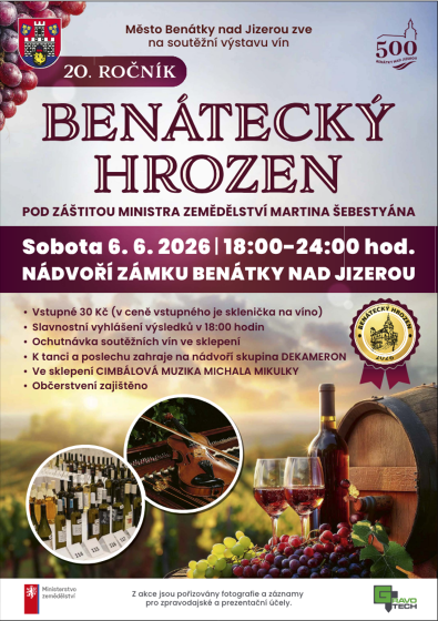 Plakát události Soutěžní výstava vín Benátecký Hrozen