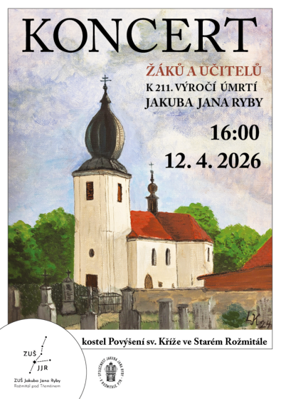 Plakát události Koncert žáků a učitelů k výročí úmrtí Jakuba Jana Ryby - Starý Rožmitál