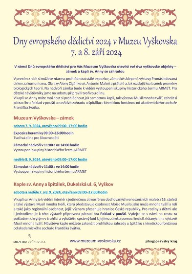 Plakát události Dny evropského dědictví v Muzeu Vyškovska