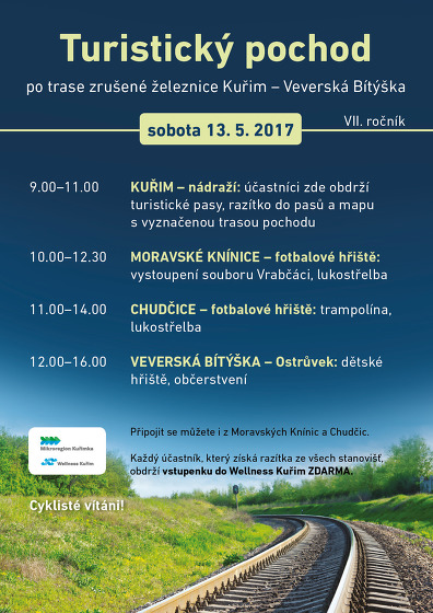 Plakát události TURISTICKÝ POCHOD po trase zrušené železnice Kuřim - Vev.Bítýška
