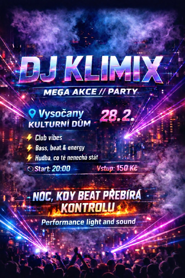 Plakát události Mega party s DJ Klimax