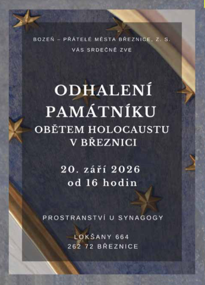 Plakát události Odhalení památníku obětem holocaustu v Březnici