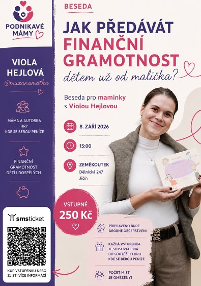 Plakát události Beseda Jak předávat finanční gramotnost dětem od malička