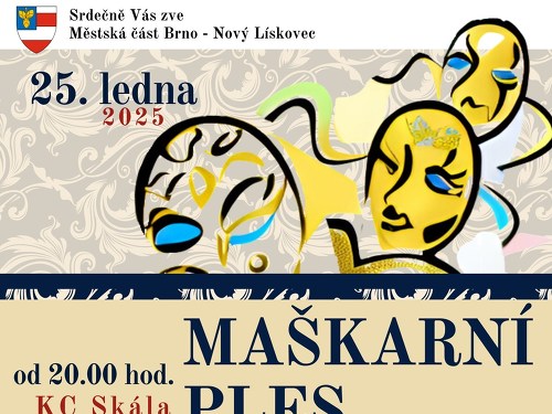 Plakát události Maškarní ples - Ples městské části Nový Lískovec