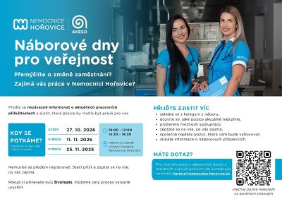 Plakát události Náborové dny pro veřejnost - Nemocnice Hořovice