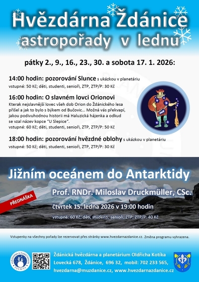 Plakát události Hvězdárna Ždánice: astropořady v lednu