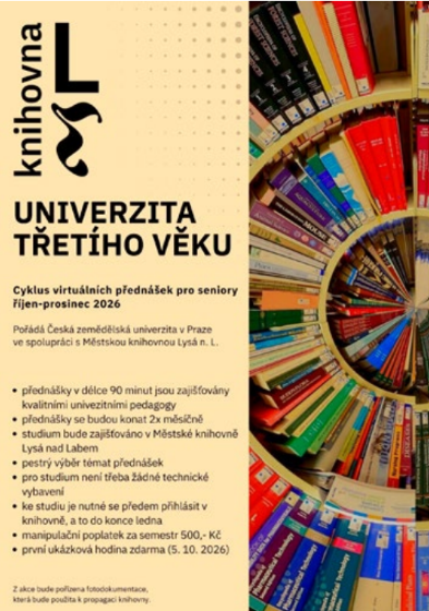 Plakát události Cyklus virtuálních přednášek pro seniory v Lysé nad Labem