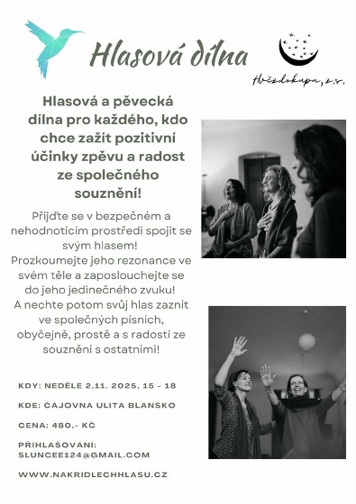 Plakát události Na křídlech hlasu – hlasová dílna