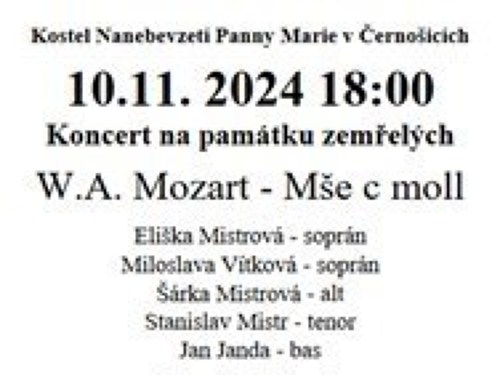 Plakát události Koncert na památku zemřelých