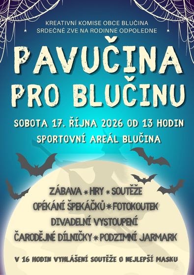 Plakát události Rodinné odpoledne Pavučina pro Blučinu