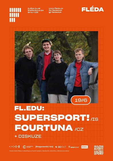 Plakát události FL.EDU: Supersport! (IS) + Fourtuna (CZ) + Diskuze