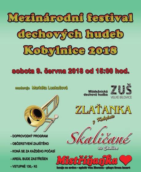 Plakát události Mezinárodní festival dechových hudeb Kobylnice 2018