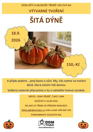Plakát události Výtvarné tvoření: Šitá dýně