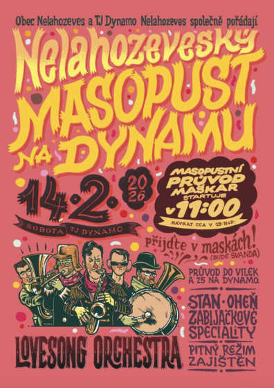 Plakát události Nelahozeveský masopust na Dynamu
