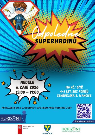 Plakát události Superhrdinové - odpoledne pro děti