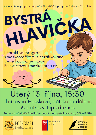 Plakát události Bookstart – S knížkou do života / Bystrá hlavička / Eva Fruhwirtová