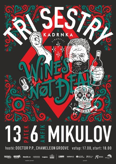 Plakát události Rockový koncert pro Jindru aneb Wine's not dead. Zahrají Tři sestry a hosté