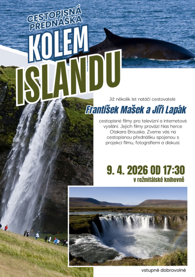 Plakát události cestopisná beseda Kolem Islandu