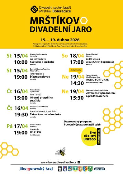 Plakát události Mrštíkovo divadelní jaro Boleradice - regionální přehlídka