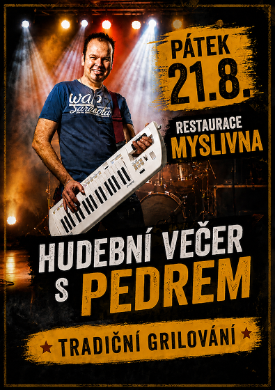 Plakát události Hudební večer s Pedrem na Myslivně