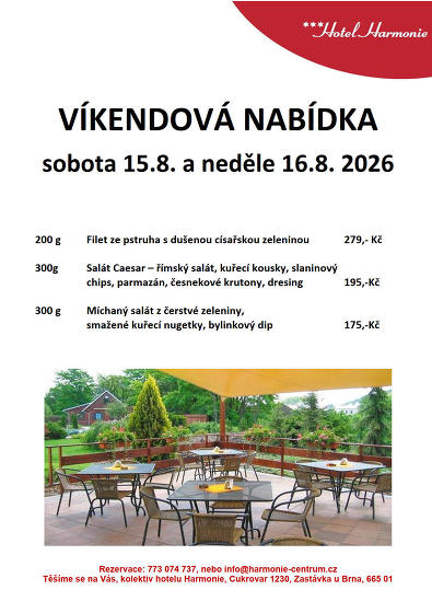 Plakát události Víkendová nabídka 15.8. - 16.8.2026