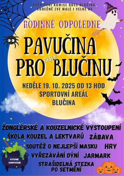 Plakát události Rodinné odpoledne Pavučina pro Blučinu