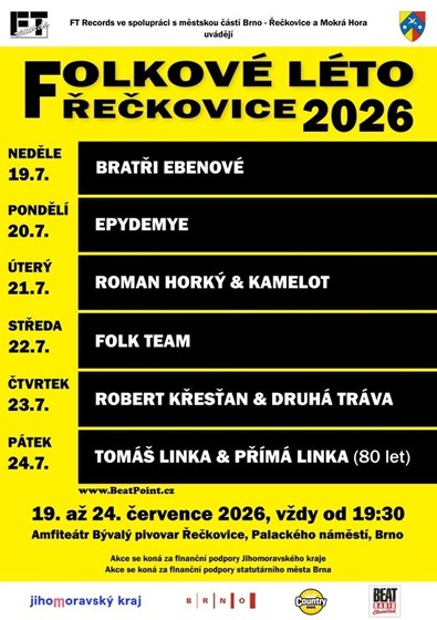 Plakát události Tomáš Linka & Přímá linka - Folkové léto Řečkovice 2026