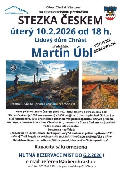 Plakát události Cestovatelská přednáška v Chrástu - STEZKA ČESKEM