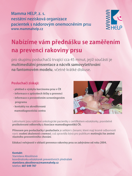Plakát události Přednáška o rakovině prsu