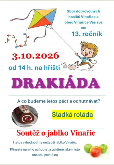 Plakát události Drakiáda ve Vinařicích