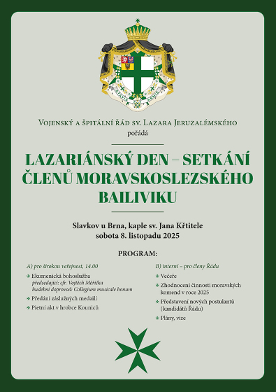 Plakát události Lazariánský den – setkání členů Moravskoslezského bailiviku