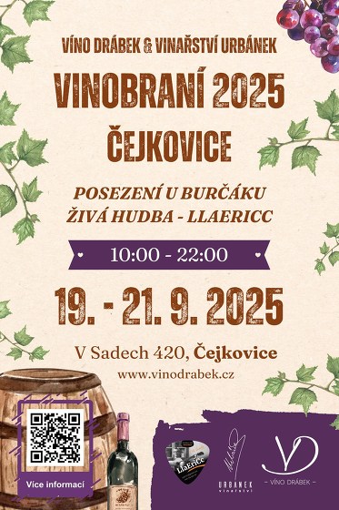 Plakát události Vinobraní 2025, posezení u burčáku - Čejkovice