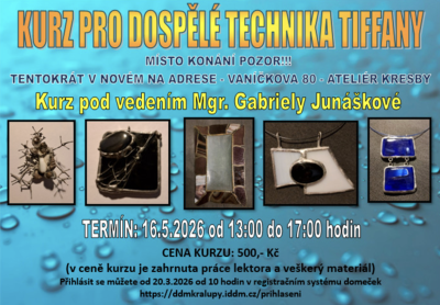 Plakát události Kurz pro dospělé - Tiffany