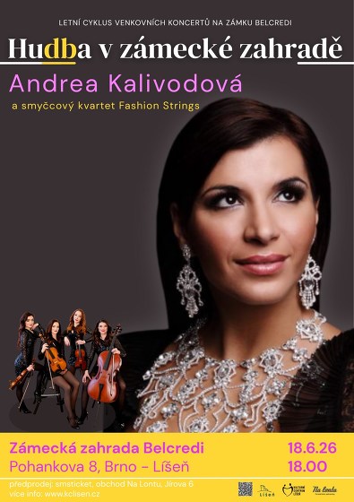 Plakát události Hudba v zámecké zahradě:Andrea Kalivodová a smyčcový kvartet FASHION STRINGS