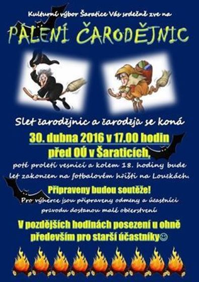 Plakát události Pálení čarodějnic v Šaraticích