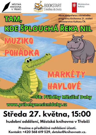 Plakát události Bookstart – S knížkou do života / Muzikoterapeutická pohádka – Tam, kde šplouchá řeka Nil