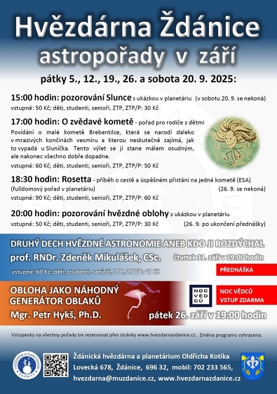 Plakát události Hvězdárna Ždánice: astropořady v září
