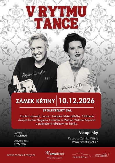Plakát události V rytmu tance - talkshow M. Kopecké a Z. Czendlika