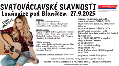 Plakát události SVATOVÁCLAVSKÉ SLAVNOSTI Louňovice pod Blaníkem s koncertem OLGY LOUNOVÉ