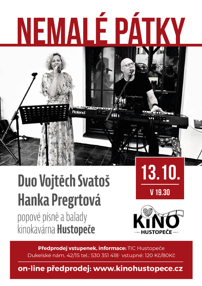 Plakát události Nemalé pátky v kinokavárně – Duo Vojtěch Svatoš a Hanka Pregrtová