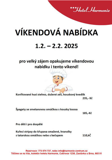 Plakát události Víkendová nabídka menu