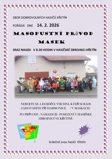 Plakát události Masopustní průvod, Křetín