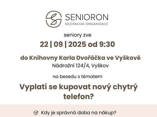 Plakát události Vyplatí se kupovat nový chytrý telefon? Přednáška pro seniory