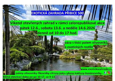 Plakát události Víkend otevřených zahrad Exotická zahrada Přibice 12.-14.6.2026