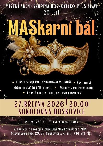 Plakát události MASkarní bál, Boskovice