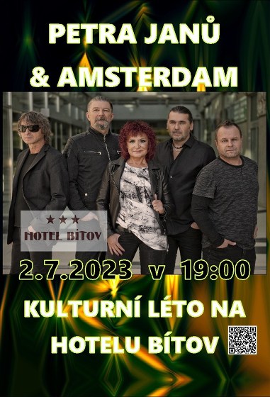 Plakát události Petra Janů & Amsterdam - Kulturní léto na Hotelu Bítov 2023