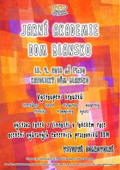 Plakát události Jarní akademie DDM Blansko