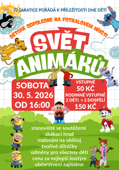 Plakát události DĚTSKÉ ODPOLEDNE na fotbalovém hřišti, sobota 30. 5. 2026